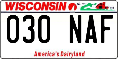 WI license plate 030NAF