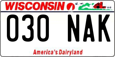 WI license plate 030NAK