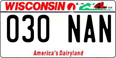 WI license plate 030NAN