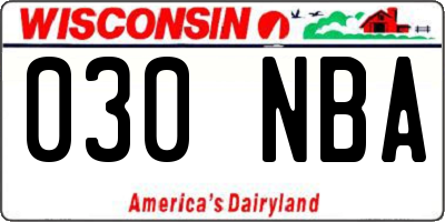 WI license plate 030NBA