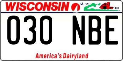 WI license plate 030NBE