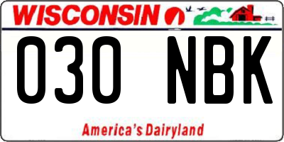 WI license plate 030NBK