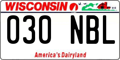 WI license plate 030NBL