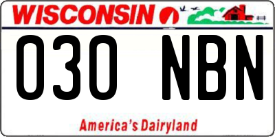 WI license plate 030NBN
