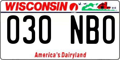 WI license plate 030NBO