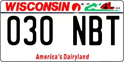 WI license plate 030NBT