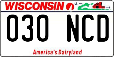 WI license plate 030NCD