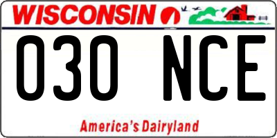WI license plate 030NCE