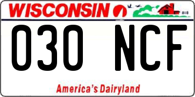WI license plate 030NCF
