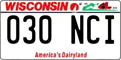 WI license plate 030NCI