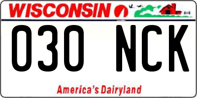 WI license plate 030NCK