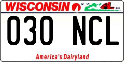 WI license plate 030NCL