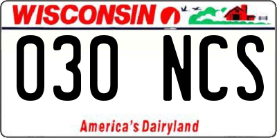 WI license plate 030NCS