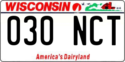 WI license plate 030NCT