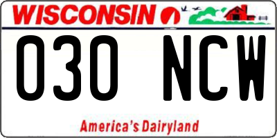 WI license plate 030NCW