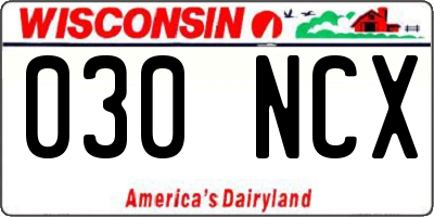 WI license plate 030NCX