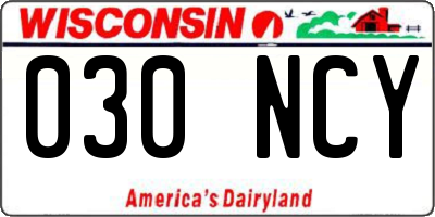 WI license plate 030NCY