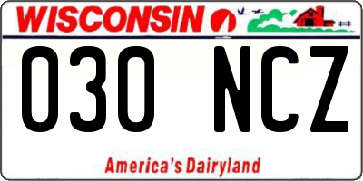 WI license plate 030NCZ