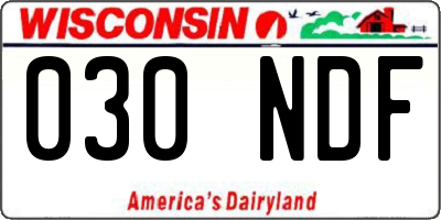 WI license plate 030NDF