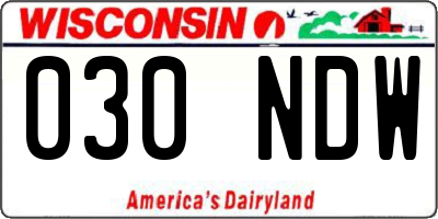 WI license plate 030NDW