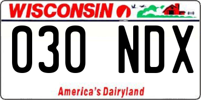 WI license plate 030NDX