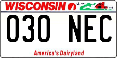 WI license plate 030NEC