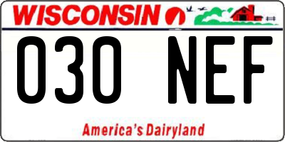 WI license plate 030NEF