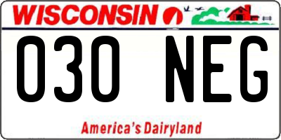 WI license plate 030NEG