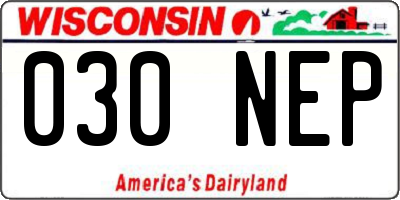 WI license plate 030NEP
