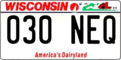 WI license plate 030NEQ