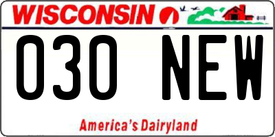 WI license plate 030NEW