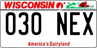 WI license plate 030NEX