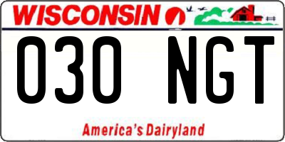 WI license plate 030NGT