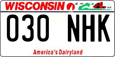 WI license plate 030NHK
