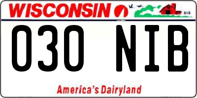 WI license plate 030NIB