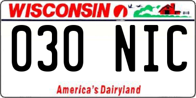 WI license plate 030NIC