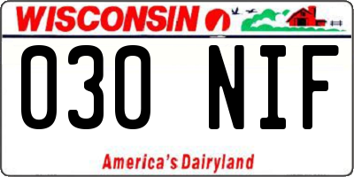 WI license plate 030NIF