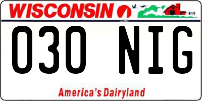 WI license plate 030NIG