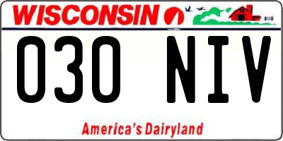 WI license plate 030NIV
