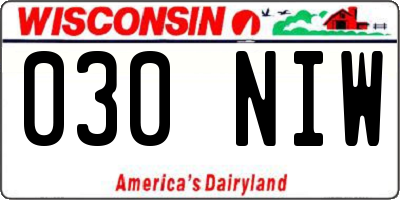 WI license plate 030NIW