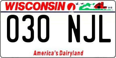 WI license plate 030NJL