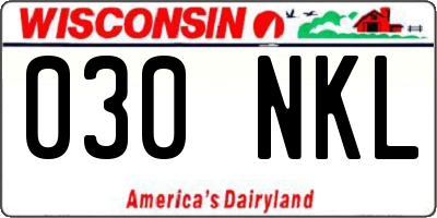 WI license plate 030NKL