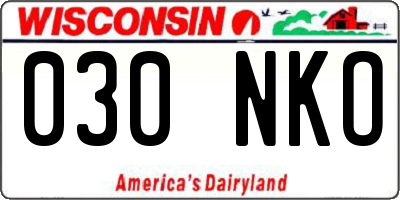 WI license plate 030NKO