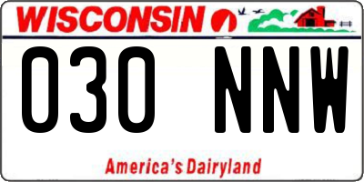 WI license plate 030NNW