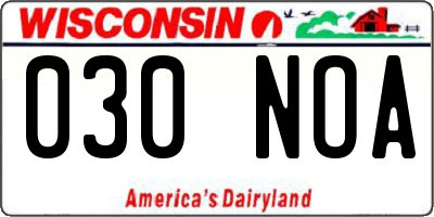 WI license plate 030NOA