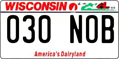 WI license plate 030NOB
