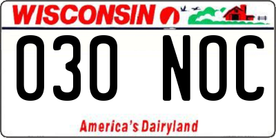 WI license plate 030NOC