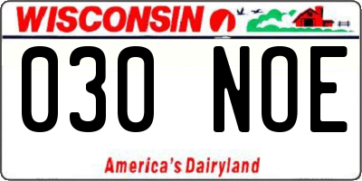 WI license plate 030NOE
