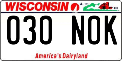 WI license plate 030NOK