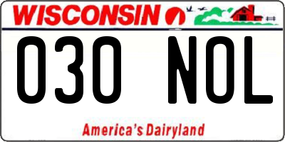 WI license plate 030NOL